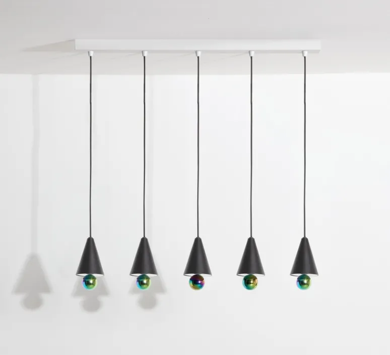 Suspension*Petite Friture Suspension, Cherry, 5 pendants, , LED, dim, 3000K, 5*1040 lm, L90cm, H5cm - noir