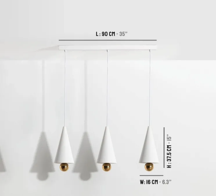 Suspension, Cherry, 3 pendants, blanc, LED, dim, 3000K, 3*1040 lm, L90cm, H5cm - Petite Friture