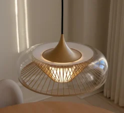 Suspension, Chordis, Laiton, transparent, Ø37,7cm, H20cm - Umage