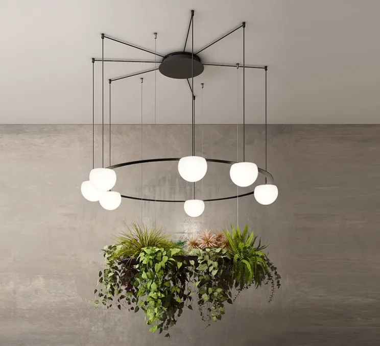 Suspension, Circ avec kit de végétation, noir, LED, dim, 2700K, 725 lm, L131,9cm, H740cm - Estiluz