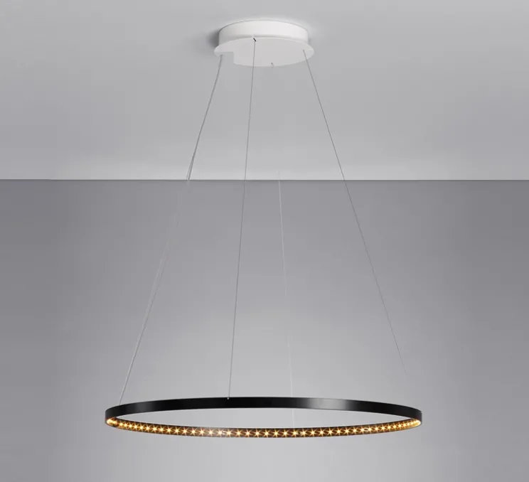 Suspension, Circle 60, noir, LED, 2700K, 1056lm, Ø62cm, H2cm - Le Deun