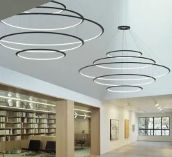 Suspension, Circular 5 inward, noir, LED, 2700k, 10411 lm, Ø200cm, H72cm - LEDs C4