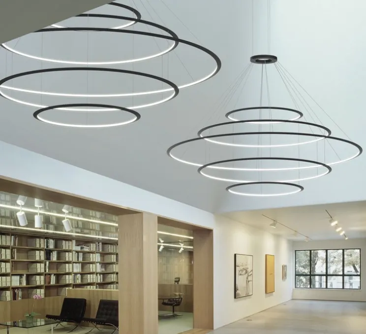 Suspension, Circular 5 inward, noir, LED, 2700k, 10411 lm, Ø200cm, H72cm - LEDs C4