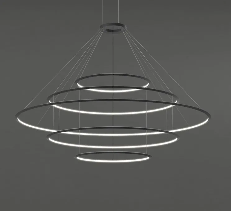 Suspension, Circular 5 inward, noir, LED, 2700k, 10411 lm, Ø200cm, H72cm - LEDs C4
