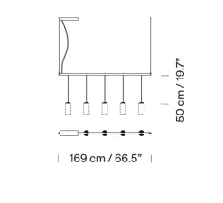 Suspension*Santa & Cole Suspension, Cirio Lineal, rectangular canopy 1-10V, , LED, 2700K, 3275 lm, L168cm, H72cm - verre blanc
