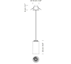 Suspension*Santa & Cole Suspension, Cirio Simple, built-in canopy, , LED, 2700K, 416 lm, Ø10cm, H21cm - porcelaine