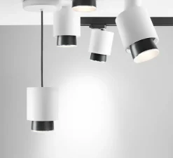 Suspension*Fabbian Suspension, Claque, , IP40,LED, 3000K, 1700lm, Ø10cm, H13,5cm - blanc