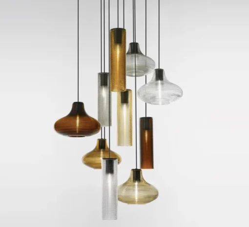 Suspension*Panzeri Suspension, Clio sans rosace, , Ø8,5cm, H31cm - verre fumé,