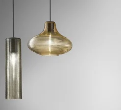 Suspension*Panzeri Suspension, Clio sans rosace, , Ø8,5cm, H31cm - verre fumé,