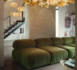 Suspension, Clizia Mama Non Mama M, or, câble rouge, Ø53cm, H25cm - Slamp