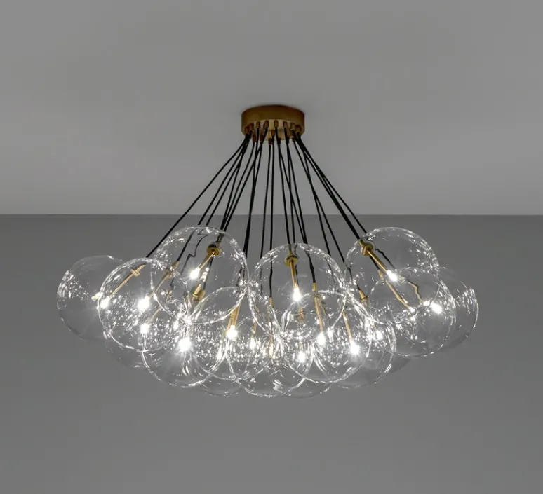 Suspension*Schwung Suspension, Cloud 250, , Ø119,5cm, H84,9cm - structure laiton, globes transparents