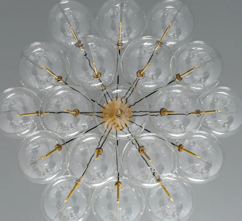 Suspension*Schwung Suspension, Cloud 250, , Ø119,5cm, H84,9cm - structure laiton, globes transparents