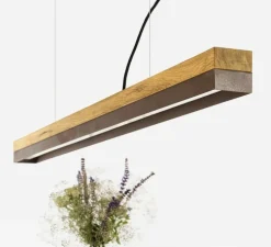 Suspension, [C1o], chêne, acier rouillé, LED, L122cm, H8cm, 2700K, dimmable - GANTLights