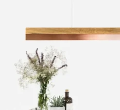 Suspension, [C3o], chêne, cuivre, LED, L182cm, H8cm - GANTLIGHTS