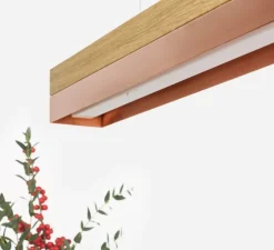 Suspension, [C3o], chêne, cuivre, LED, L182cm, H8cm - GANTLIGHTS