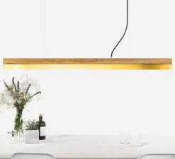 Suspension, [C1o], chêne, laiton, LED, L122cm, H8cm, 2700K, dimmable - GANTLights