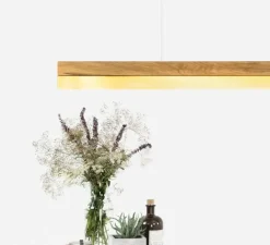 Suspension, [C3o], chêne, laiton, LED, L182cm, H8cm - GANTLIGHTS