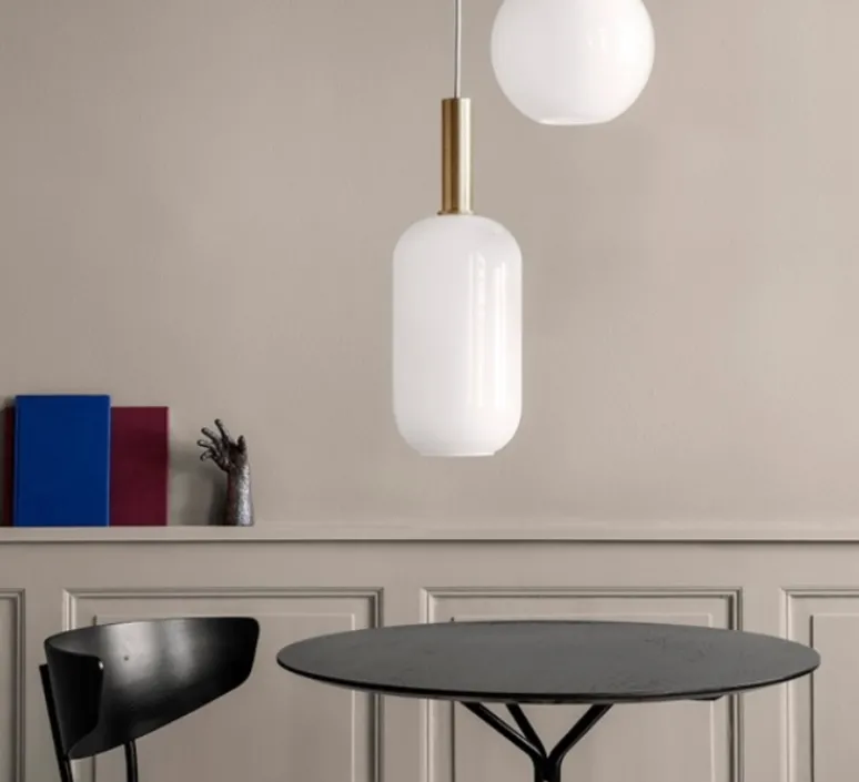 Suspension*Ferm Living Suspension, Collect lighting, high, laiton, abat-jour Opal Tall, Ø18cm, H51,2cm - laiton, opal
