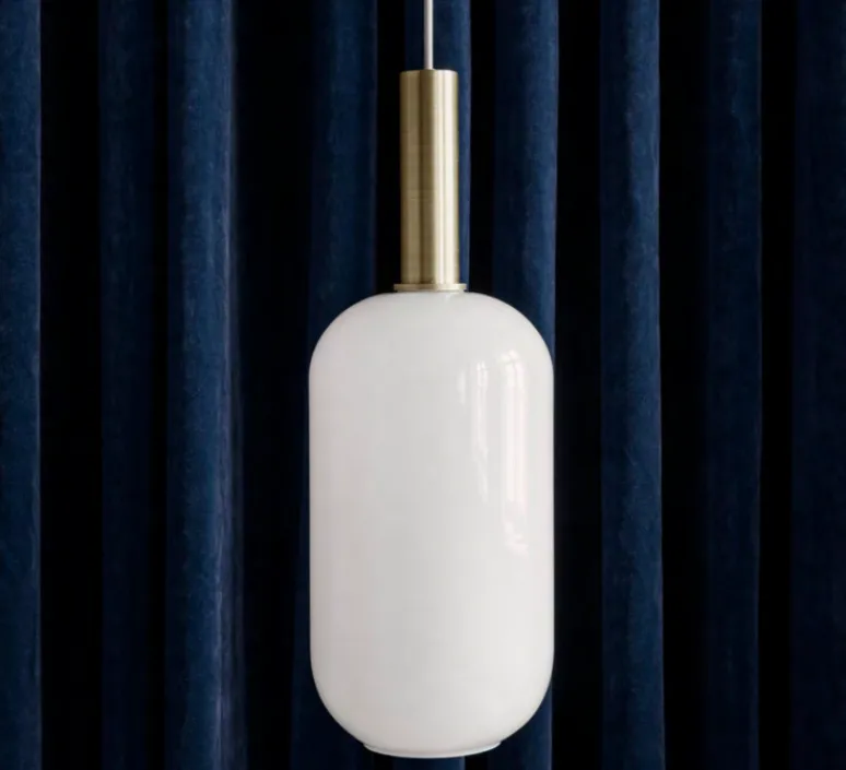 Suspension*Ferm Living Suspension, Collect lighting, high, laiton, abat-jour Opal Tall, Ø18cm, H51,2cm - laiton, opal