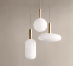 Suspension*Ferm Living Suspension, Collect lighting, high, laiton, abat-jour Opal Tall, Ø18cm, H51,2cm - laiton, opal