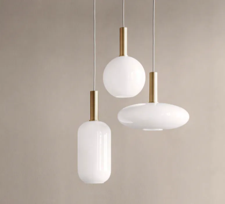 Suspension*Ferm Living Suspension, Collect lighting, high, laiton, abat-jour Opal Tall, Ø18cm, H51,2cm - laiton, opal