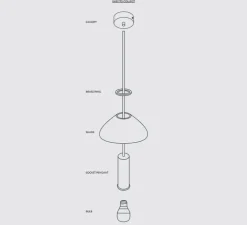 Suspension*Ferm Living Suspension, Collect lighting, high, laiton, abat-jour Opal Tall, Ø18cm, H51,2cm - laiton, opal