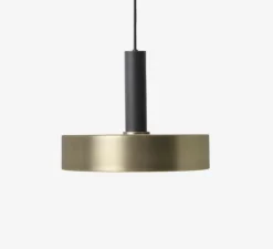 Suspension*Ferm Living Suspension, Collect lighting, high, noir, abat-jour Record, laiton, Ø30cm, H17cm - laiton, noir