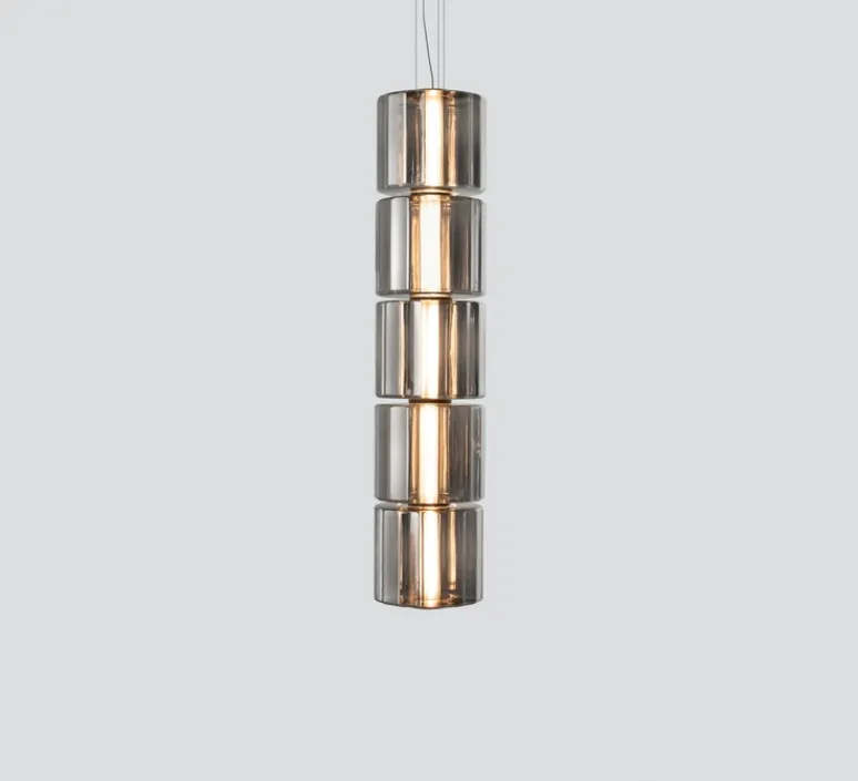 Suspension*A-N-D Suspension, Column 300, 5 cylindres, , LED, dim, 0-10V, 3555lm, 2700K, Ø30cm, H143,5cm - carbone