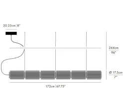 Suspension*A-N-D Suspension, Column, 6 cylindres, , LED, dim, DALI, 2700K, L172cm, H17,5cm - carbone
