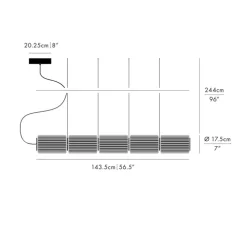 Suspension, Column, 5 cylindres, carbone, LED, dim, DALI, 2700K, L143,5cm, H17,5cm - A-N-D