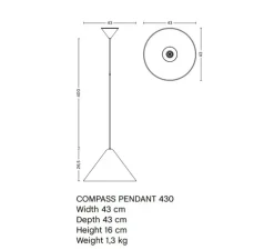 Suspension, Compass 430, blanc perlé, Ø43cm, H26cm - HAY