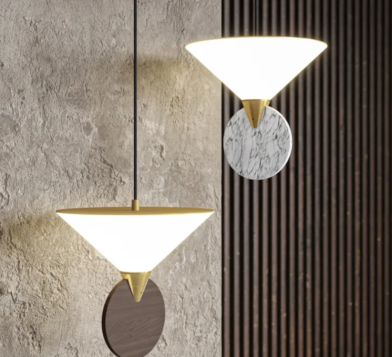 Suspension*CVL Suspension, Compass, , LED, dim, 2700K, 620 lm, L17cm, H16cm - noyer massif, or