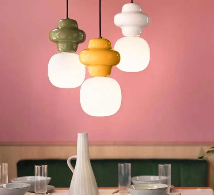 Suspension, Copacabana, blanc crème, Ø17cm, H32cm - Ferroluce