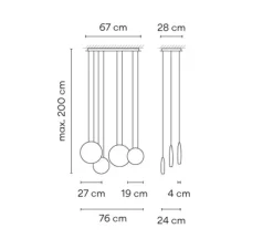 Suspension*Vibia Suspension, Cosmos 2515, , LED, 2700K, 1961lm, L76cm, H27cm - vert, marron foncé et gris clair