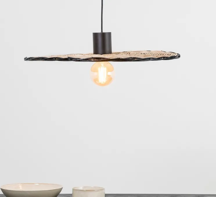 Suspension, Costas 600, noir, rotin, Ø60cm, H2cm - Faro