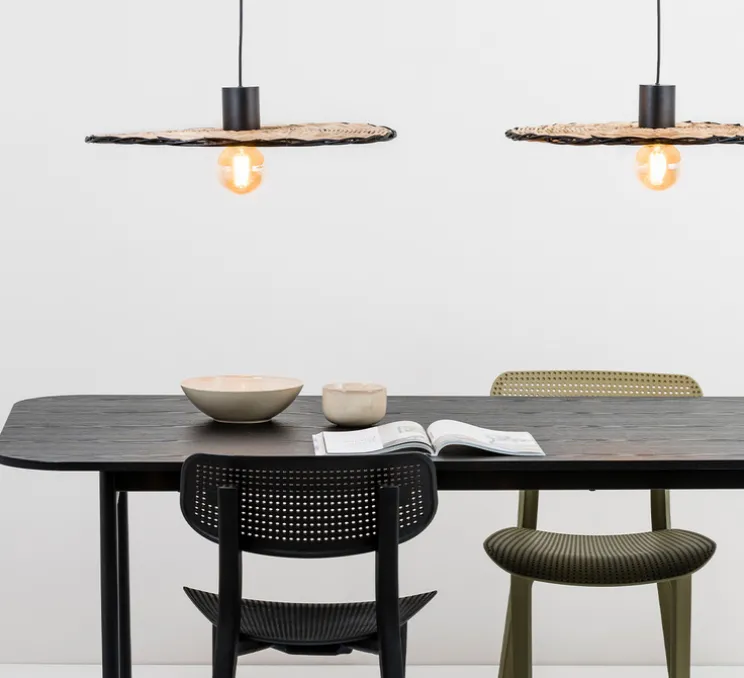 Suspension, Costas 600, noir, rotin, Ø60cm, H2cm - Faro