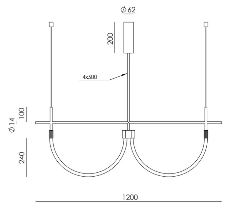Suspension, Cram C1329/2, noir, LED, dim, 2700K, 2500 lm, L120cm, H240cm-Aromas del Campo