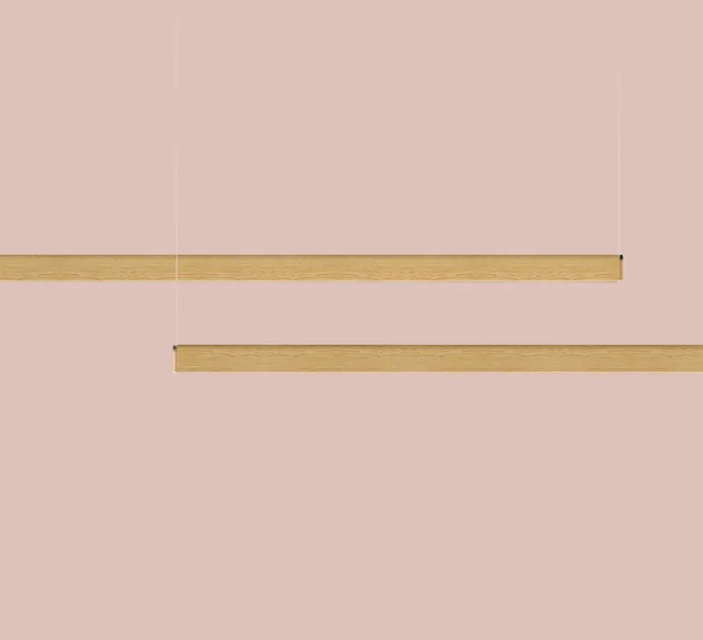 Suspension*Tunto Suspension, Curve, , LED, DALI, microprisme, dim, 2700K, 1660 lm, L144cm, H6cm - chêne