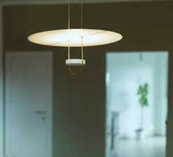 Suspension, D03, blanc et laiton, LED, 2700K, 3000 lm, Ø50cm, H81cm - OliveLab