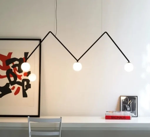 Suspension*Nemo Lighting Suspension, DABLIU GLOBE, noir, LED, 2700K, 400lm, L130cm, H42cm - noir, verre opalin blanc