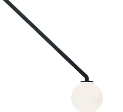 Suspension*Nemo Lighting Suspension, DABLIU GLOBE, noir, LED, 2700K, 400lm, L130cm, H42cm - noir, verre opalin blanc
