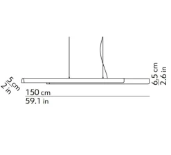Suspension*KDLN Suspension, Dala Linear, , LED, dim, 2700k, 5150 lm, L150cm, H6,5cm - gris foncé, béton