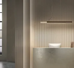 Suspension*KDLN Suspension, Dala Linear, , LED, dim, 3000k, 5300 lm, L150cm, H6,5cm - sable, bois