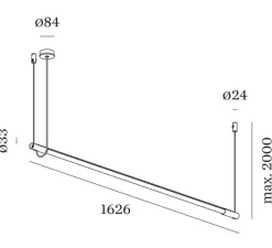 Suspension*Wever&Ducré Suspension, Darf, 1.0 non dim, , LED, 3000K, 3560lm, Ø3,3cm, L162,6cm - Wever & Ducré noir et blanc