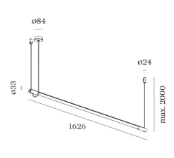 Suspension, Darf 1.0, non variable, noir, LED, 4000K, 3700lm, Ø3,3cm, L162,6cm - Wever&Ducré