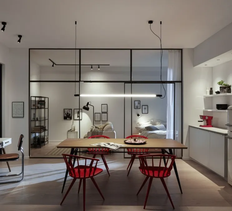 Suspension, Darf ceiling suspended 1.2 phase-cut dim, noir et blanc, LED, 3000K, 2939lm, Ø3,3cm, H162,6cm - Wever & Ducré