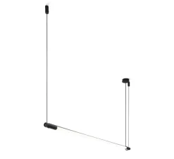 Suspension, Darf ceiling suspended 1.2 phase-cut dim, noir et blanc, LED, 3000K, 2939lm, Ø3,3cm, H162,6cm - Wever & Ducré