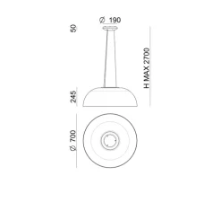 Suspension, Demi, transparent, LED, 3000K, 3748lm, Dim, phase cut, Ø70cm, H24.5cm - Stilnovo