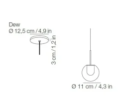 Suspension*KDLN Suspension, Dew, , sans rosace, LED, 2700K, 440lm, Ø11cm, H11cm - chrome