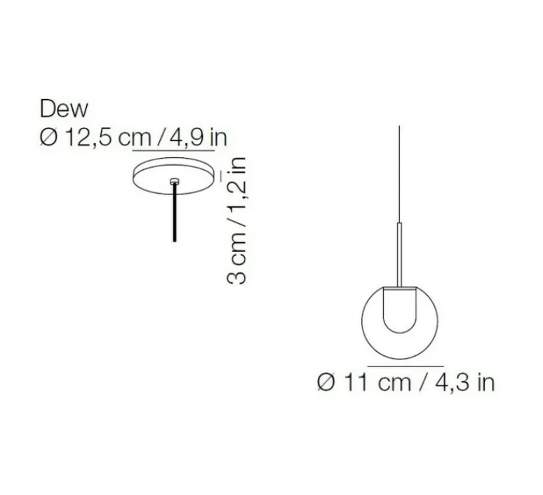 Suspension*KDLN Suspension, Dew, , sans rosace, LED, 2700K, 440lm, Ø11cm, H11cm - chrome